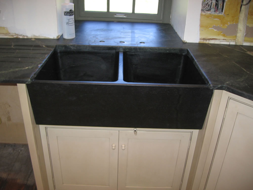Double bowl block sink