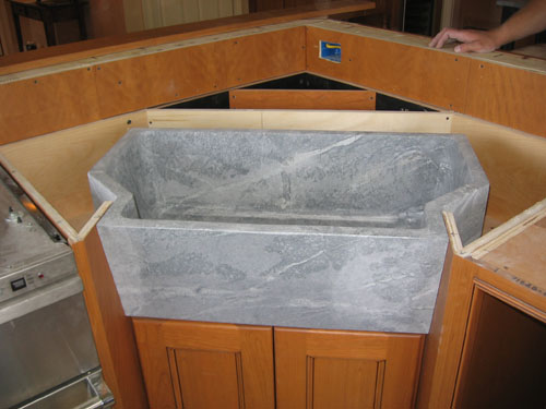 Custom soapstone block sink