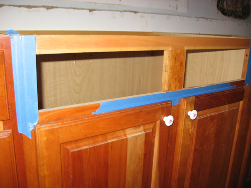 Taped cabinet before cutting