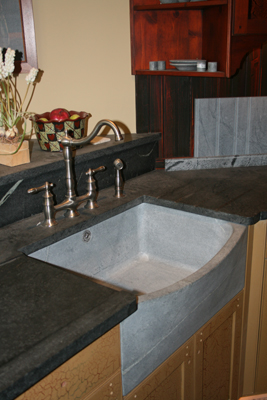 Unoiled sink with oiled countertops