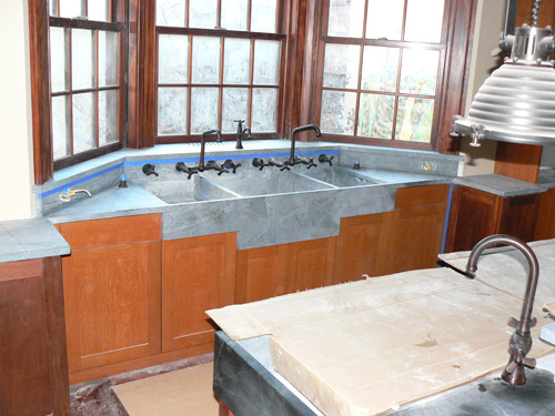 Custom triple bowl sink.